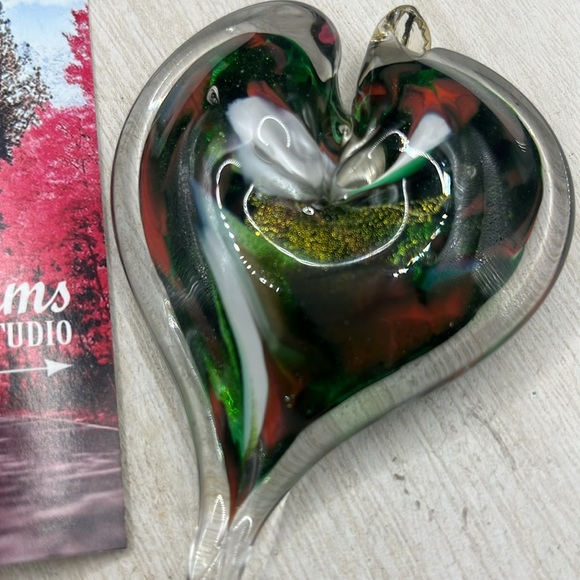 LUKE ADAMS GLASSBLOWING STUDIO BLOWN GLASS HEART NEW SIGNED - Picture 2 of 11
